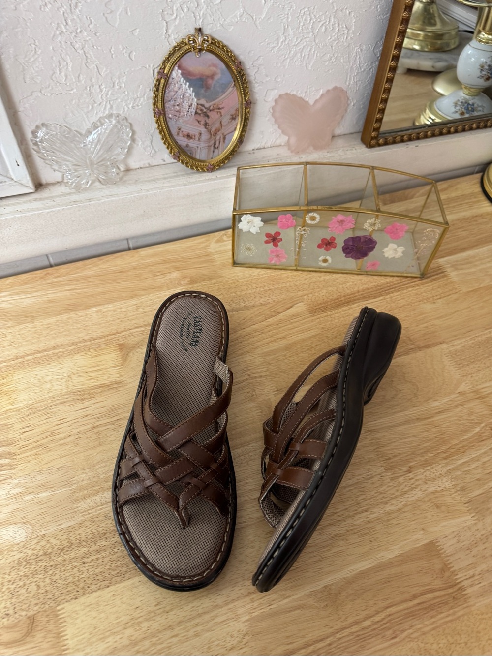 2000’s Vintage Brown Leather Woven Fisherman Thong Sandals Comfort Y2K Size 11